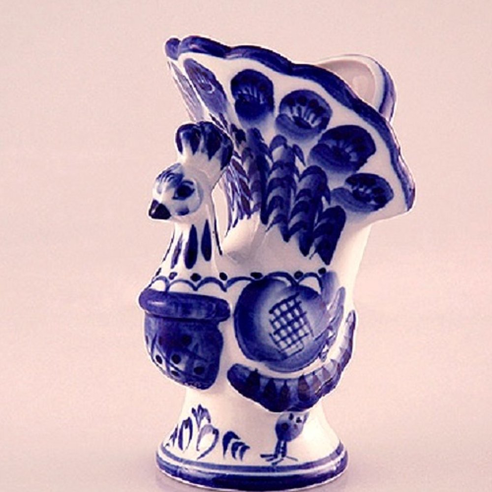 NWT Russian Gzhel Porcelain Napkin Holder Peacock